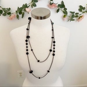 Gunmetal and Black Bead Necklace